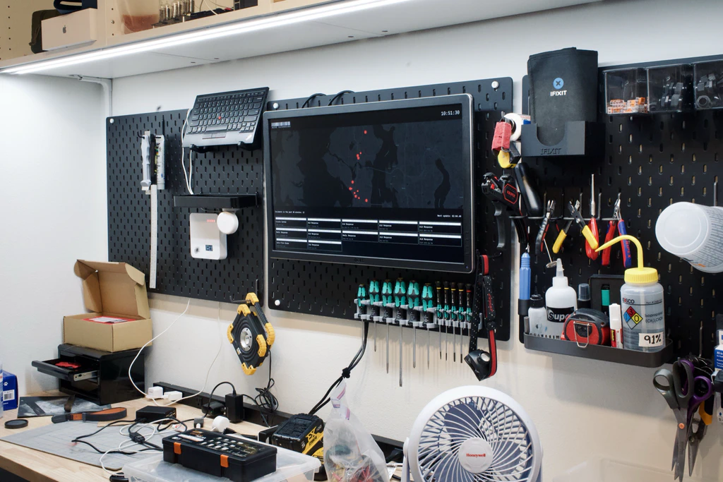 Hero Dashboard mounted above my workbench