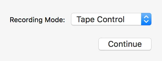 Window showing Tape Control as the selected option
