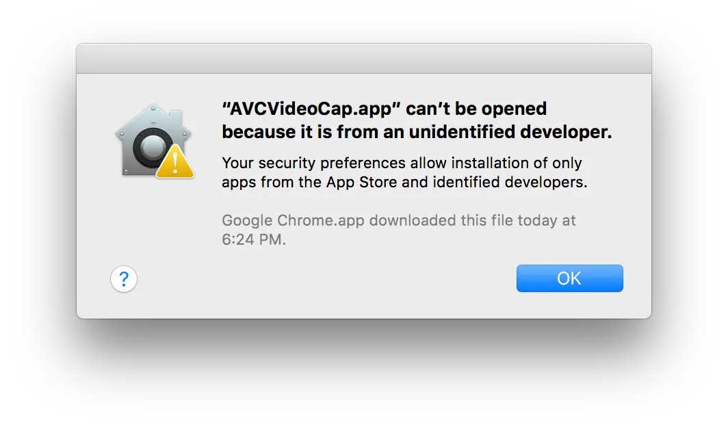 Opening an app from an unidentified developer