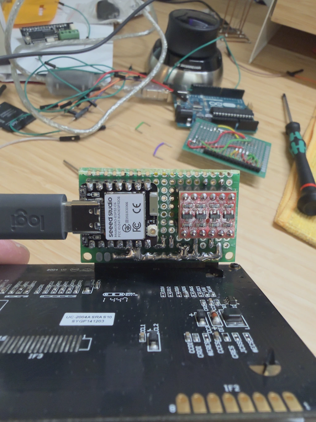 electronic modules plugged into display